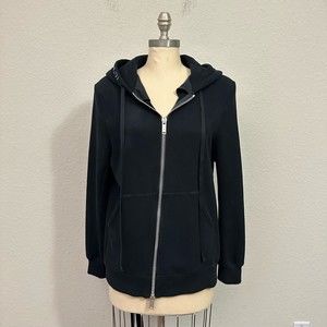 BEN TAVERNITI Unravel Project Womens Black Full Zip Hoodie Shoulder Pads